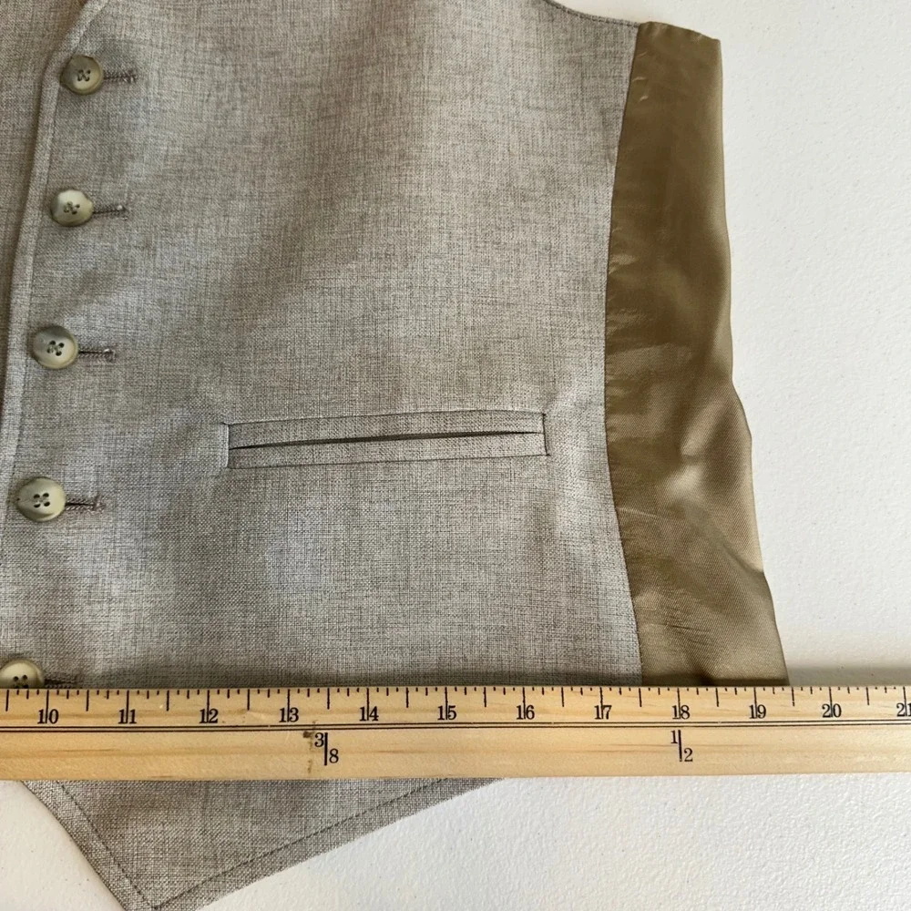 Men's Reversible Plaid Button Vest Size S? Gray Tan Waistcoat READ